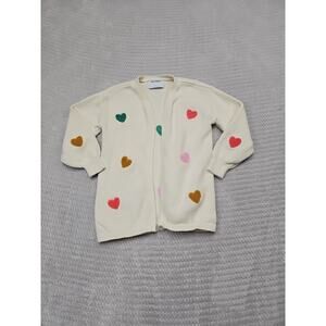 Old Navy Sweater Girls 5T Open Front Cardigan Heart Print